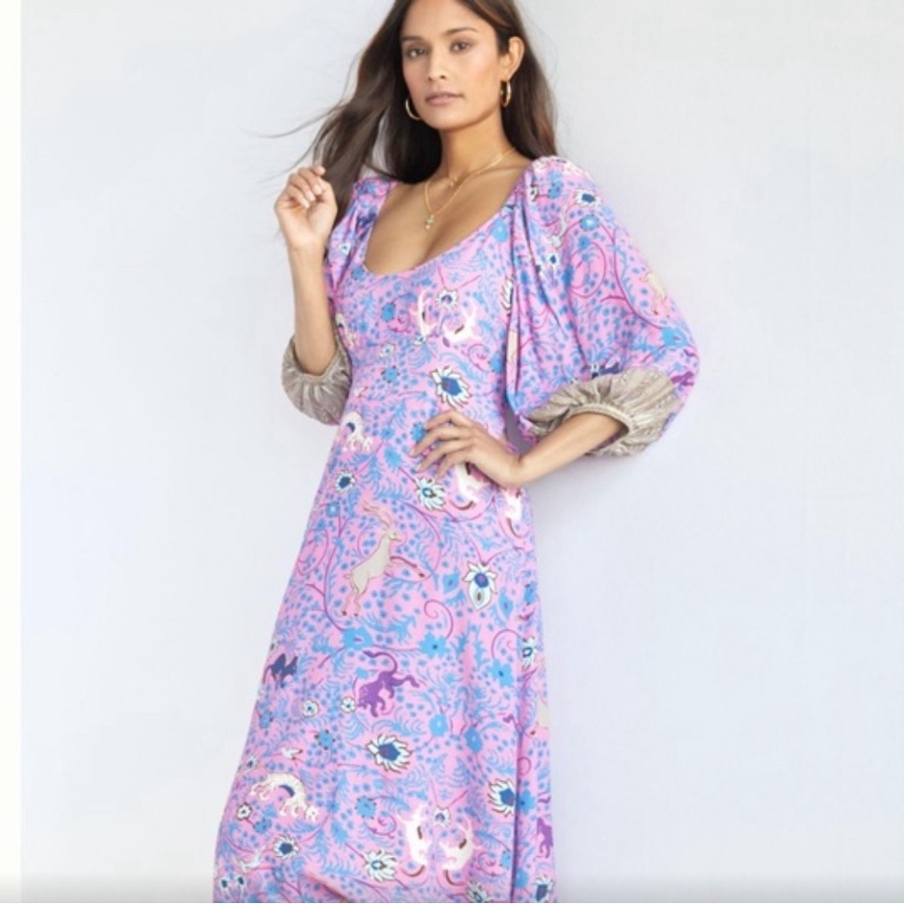NWT Anthropologie / Plenty by Tracy Reese Puff-Sleeve Midi Dress, 1X